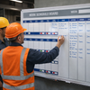 Production Machinery Schedule Magnetic Dry Wipe Board with Slider Signs – 1200mm x 1500mm – Aluminium Frame – Industrial Use