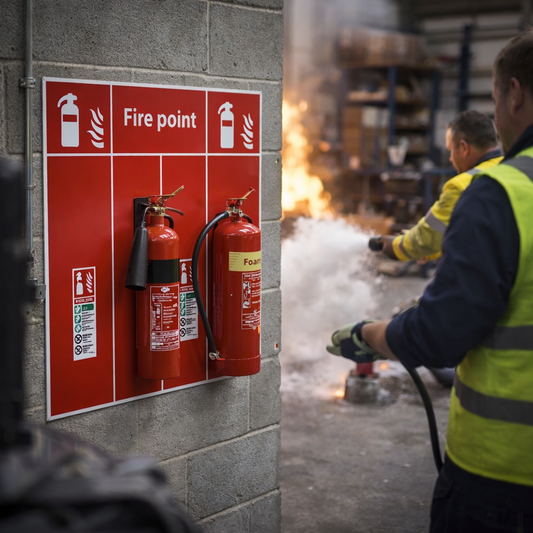 Double Fire Extinguisher Location Board – 900mm x 900mm – Foam PVC – Safety Compliance