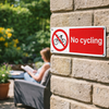No Cycling Safety Sign – 1mm Rigid Plastic – Indoor & Outdoor Use