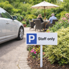 Staff Parking Only Sign with Post – 450mm x 150mm – Aluminium – Outdoor Use