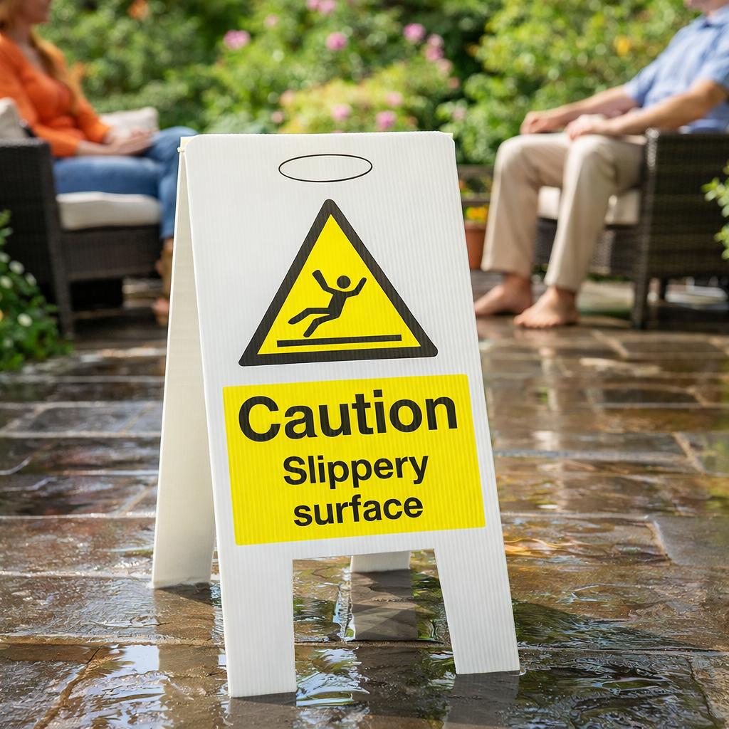 Caution Slippery Surface Sign – 300mm x 600mm – Fluted Polypropylene – Indoor/Outdoor Use