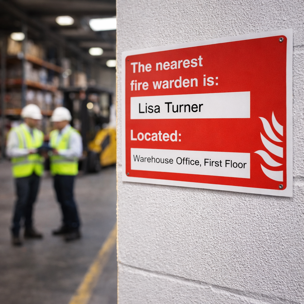 Fire Warden Location Sign – Safety Notification – Indoor Use