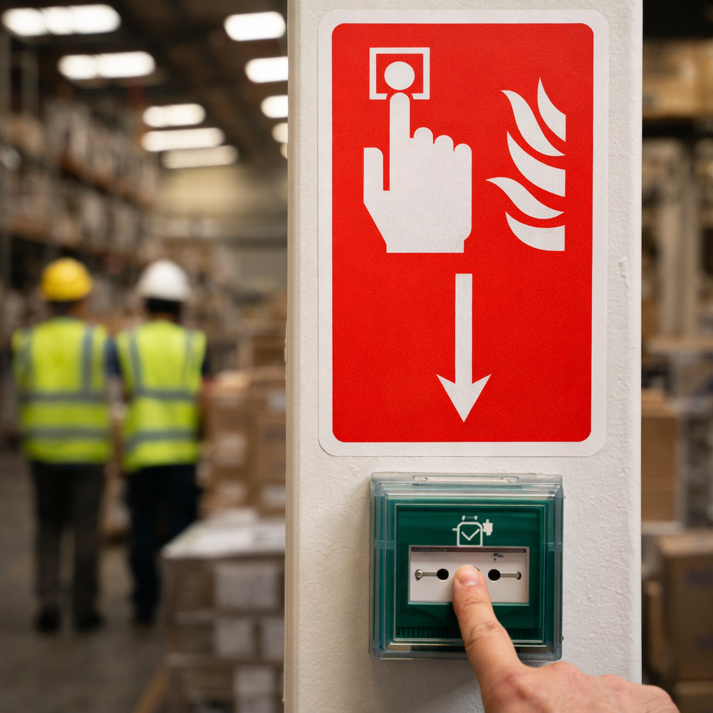 Call Point – Arrow Down Sign – Safety Instruction – Commercial Use