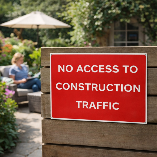 No Access Construction Sign – 600mm x 450mm – Rigid Plastic – Indoor/Outdoor Use