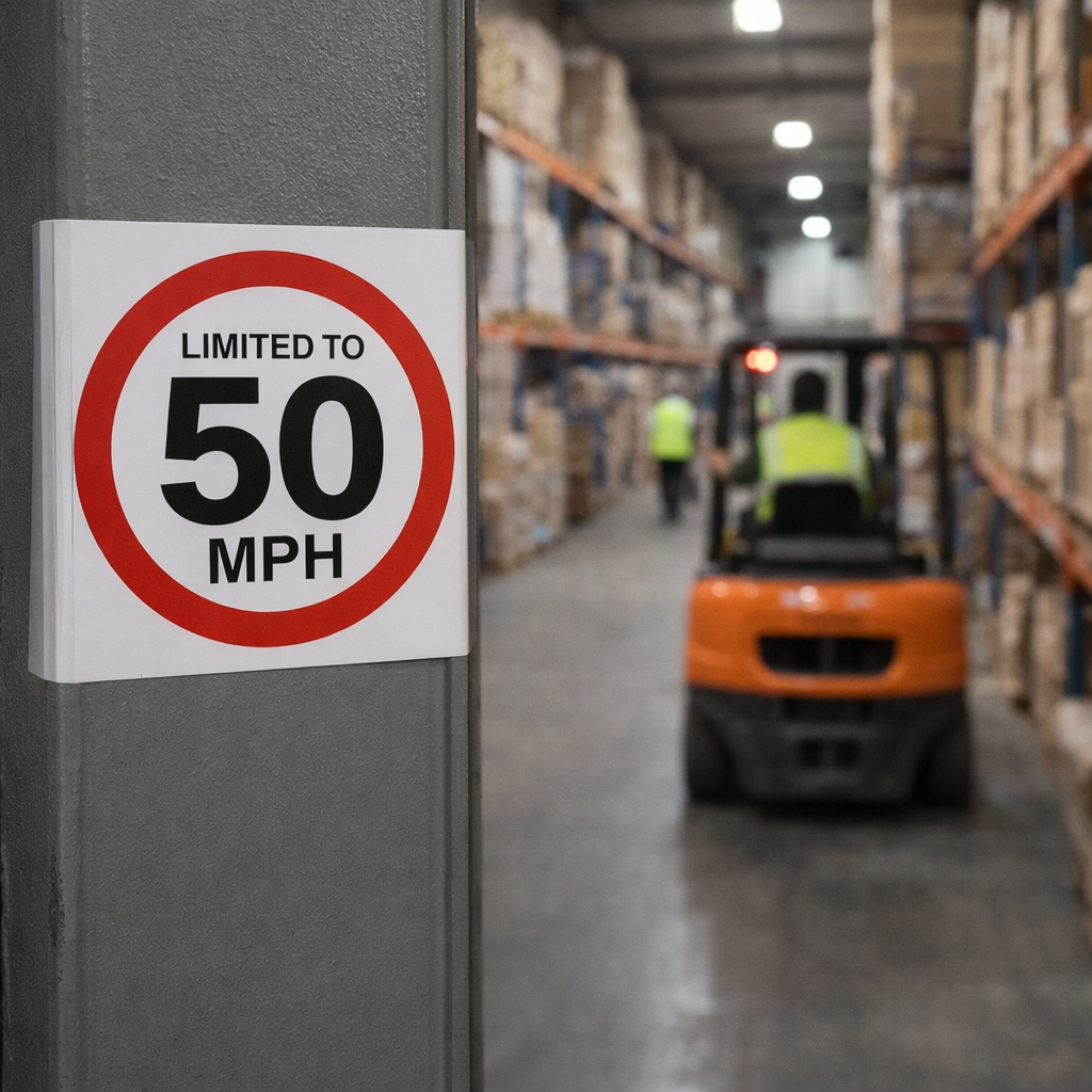 Limited To 50mph Self-Adhesive Vinyl Stickers – Gloss Finish – Indoor Use
