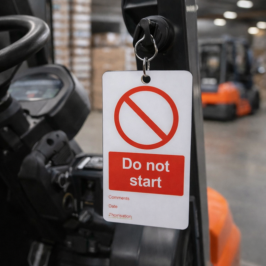 Do Not Start Double Sided Safety Tag (Pack of 10) – 80mm x 150mm – Matt PVC – Industrial Use
