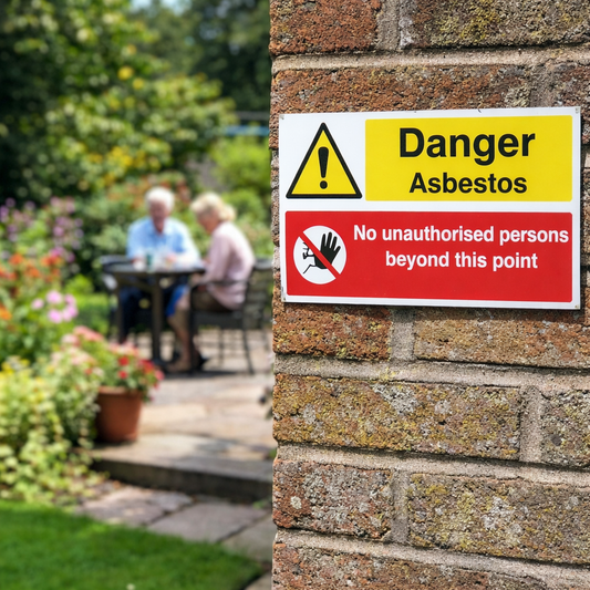 Asbestos Warning Sign – 1mm Rigid Plastic & Self-Adhesive Vinyl – Indoor/Outdoor Use