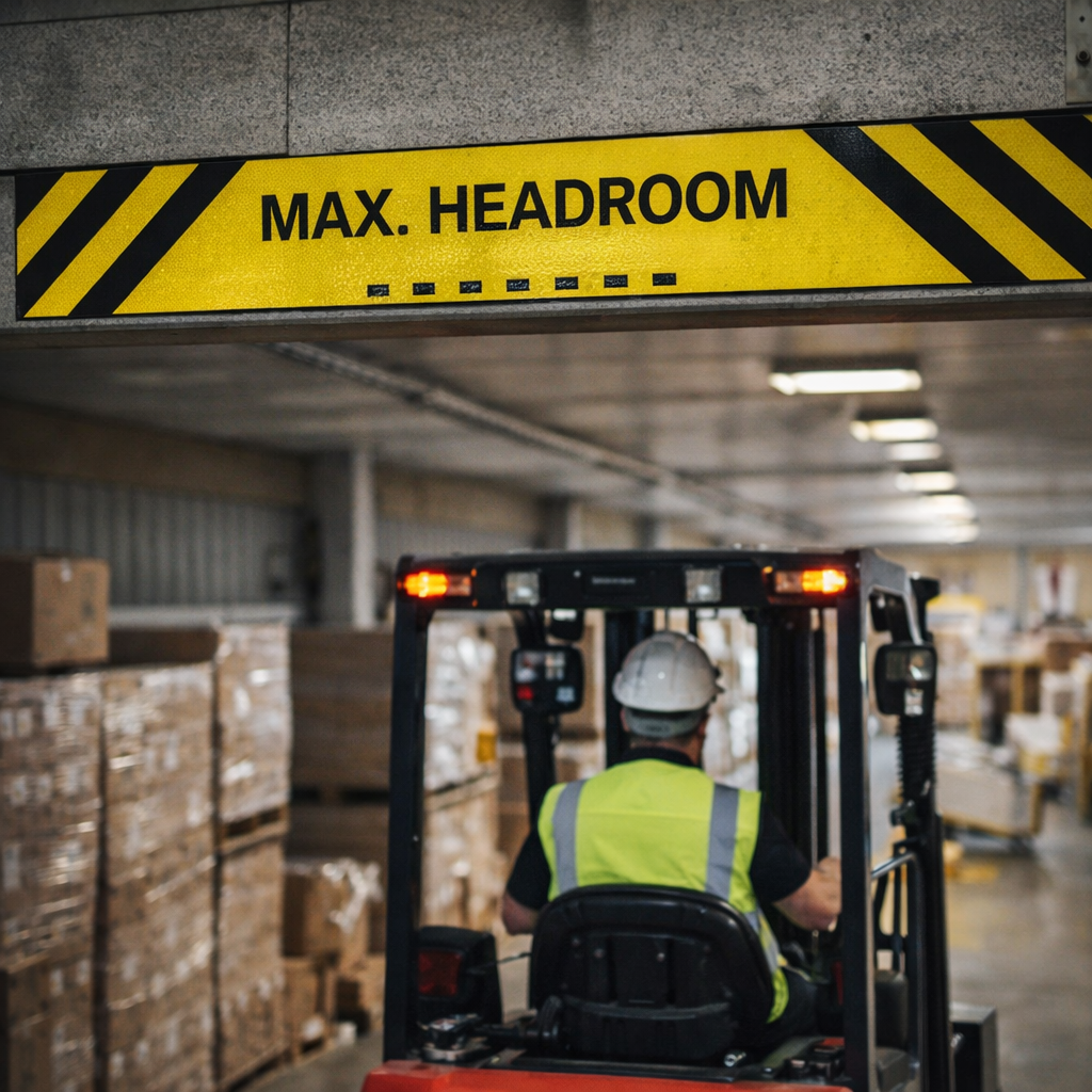 Max Headroom Sign – 1200mm x 150mm – Reflective Aluminium – Traffic Safety