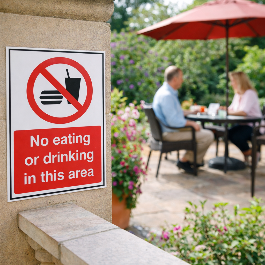 Safety Signs – No Eating or Drinking – Rigid Plastic & Vinyl – Indoor/Outdoor