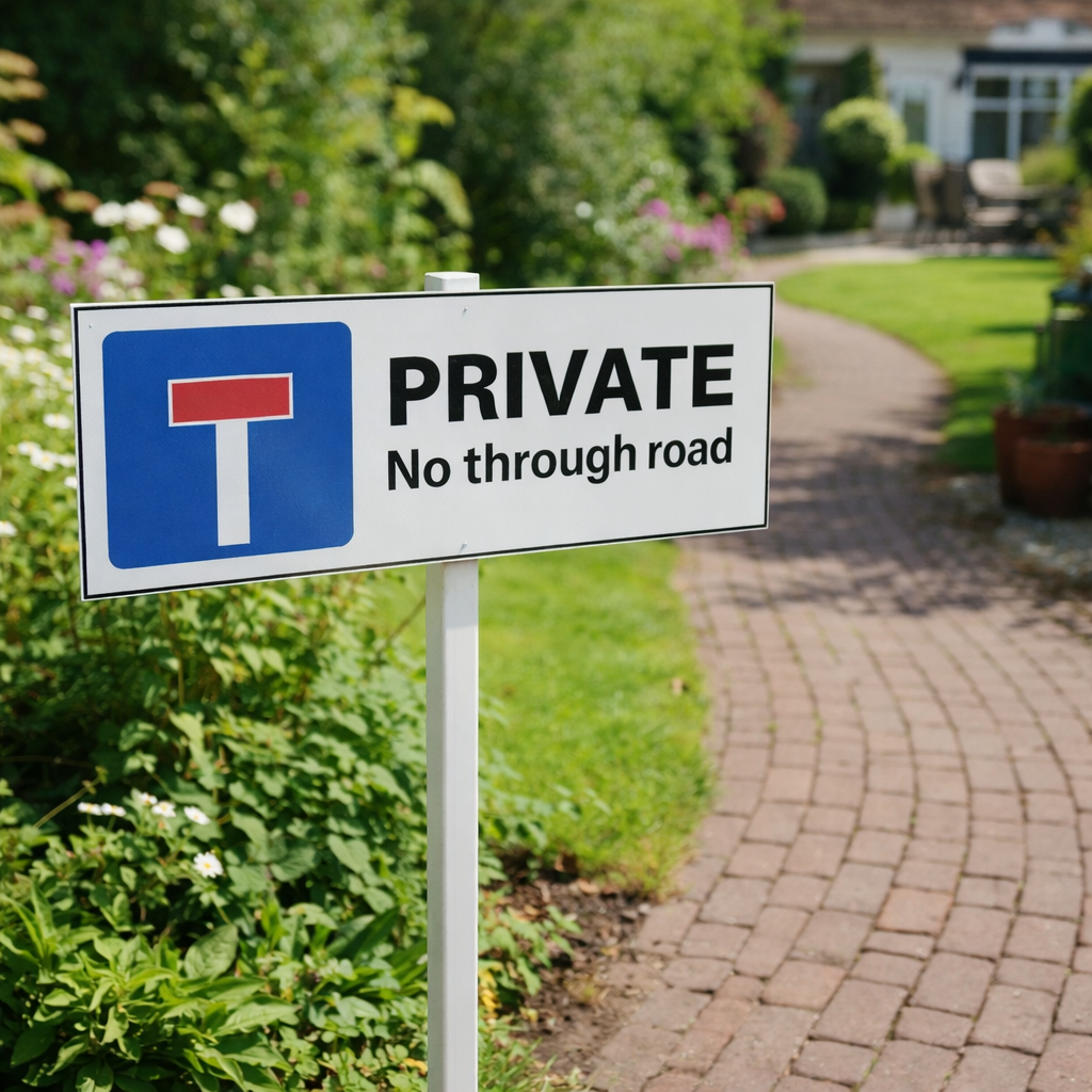 Private No Through Road Sign – 450mm x 150mm – Aluminium – Outdoor