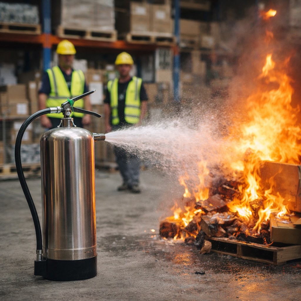 6L Water Fire Extinguisher – Stainless Steel – Class A Protection – Commercial Use