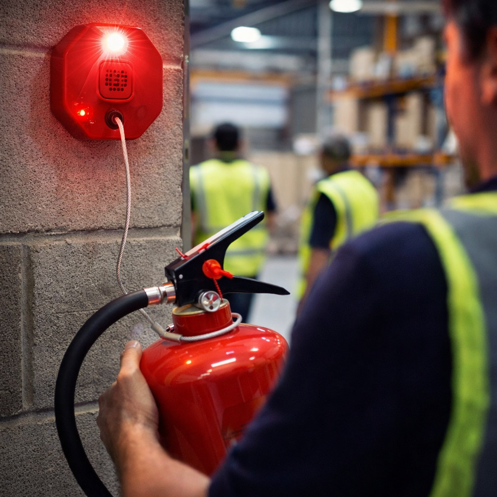 Fire Extinguisher Theft Alarm – Compact Design – 98dB Alert – Industrial Use