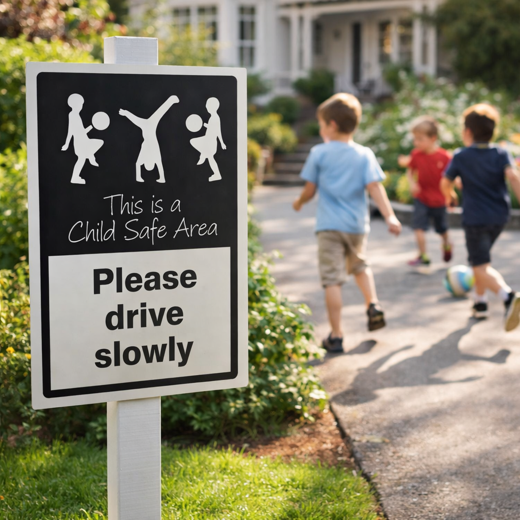 Child Safe Area Sign – 400mm x 600mm – Rigid Plastic – Indoor/Outdoor Use