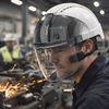 Safety Helmet with Integrated Faceshield – White/Smoke – Vented – Industrial Use