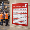 Fire Warden Sign – Space for 6 Names & Numbers – Safety