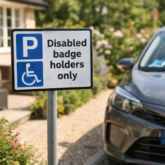Reflective Disabled Badge Holders Sign – 320mm x 250mm – Aluminium Composite – Outdoor Use
