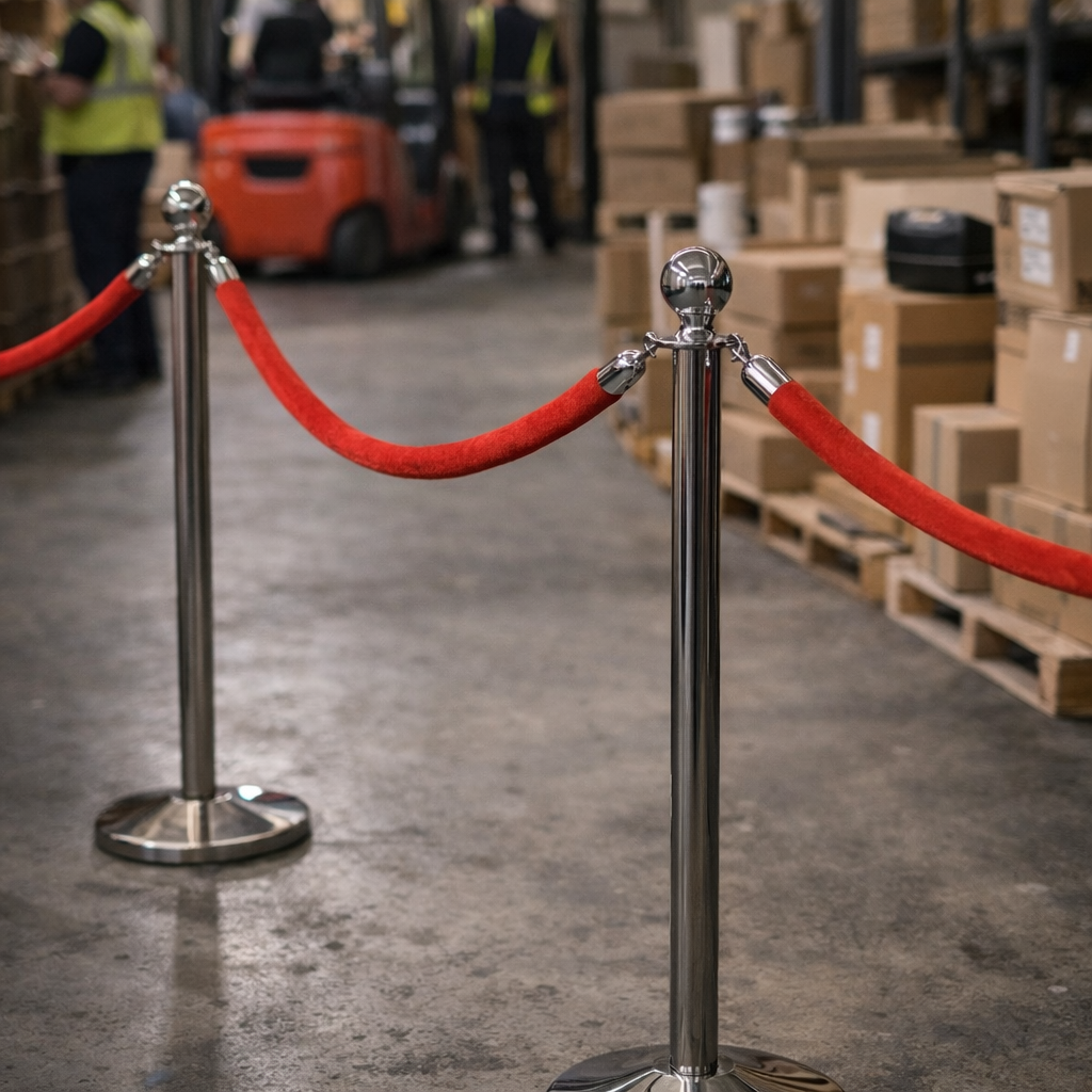 Ball Top Rope and Post Barrier – 990mm Height – Classic Design – Versatile Queue Solution