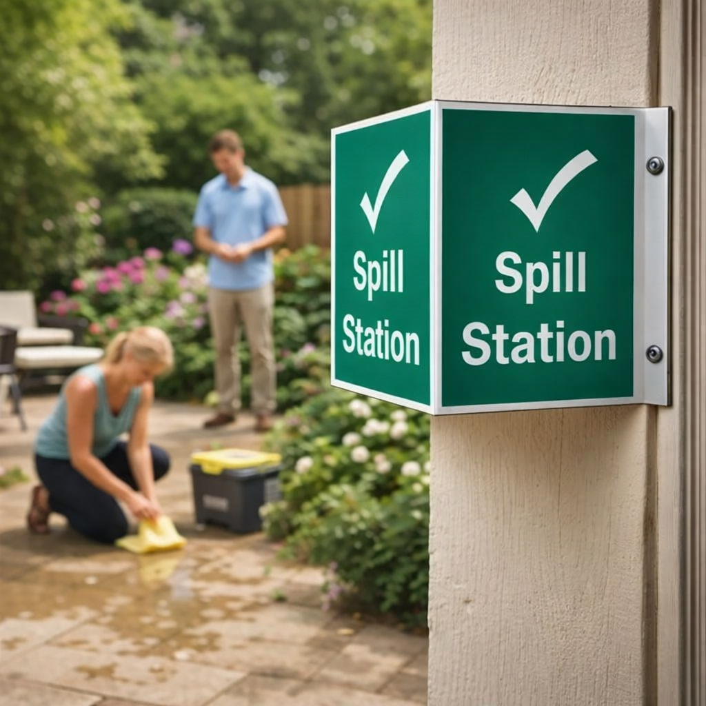 Spill Station Projecting Signs – 150mm x 200mm – Rigid Plastic – Indoor/Outdoor Use