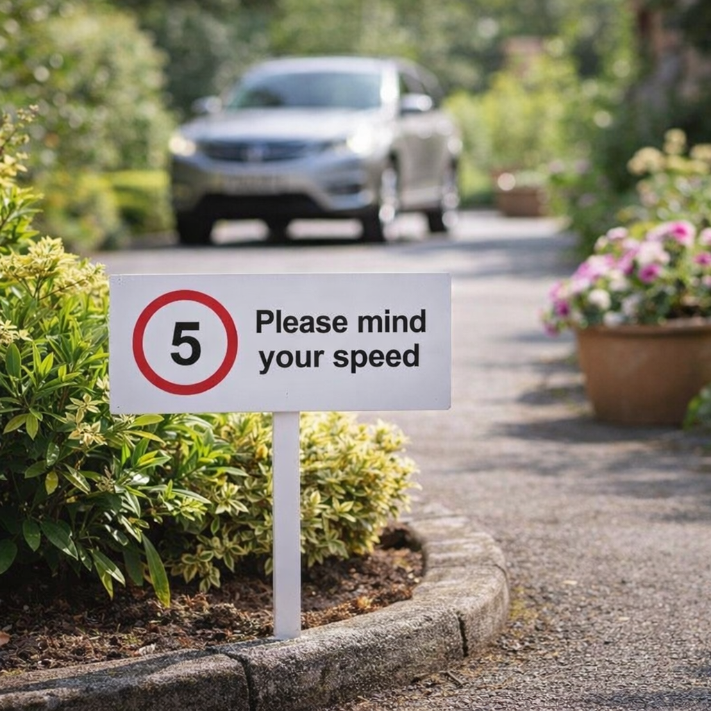 Speed Limit Verge Sign with Post – 450mm x 150mm – Durable Aluminium – Outdoor Use