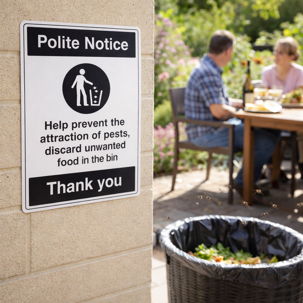 Prevention of Pest Attraction Sign – 1mm Rigid Plastic – Indoor & Outdoor Use