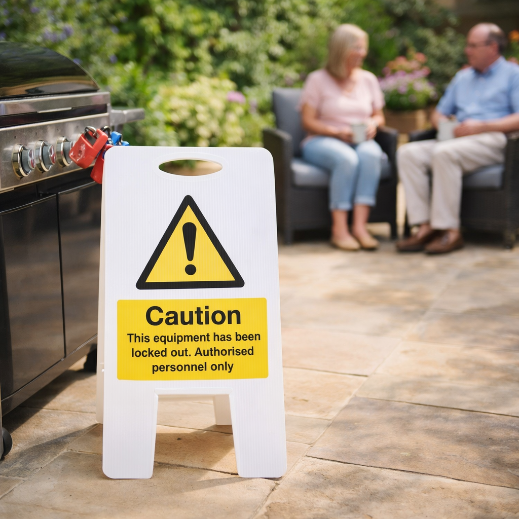 Caution Equipment Locked Out Sign – 300mm x 600mm – Fluted Polypropylene – Indoor/Outdoor Use