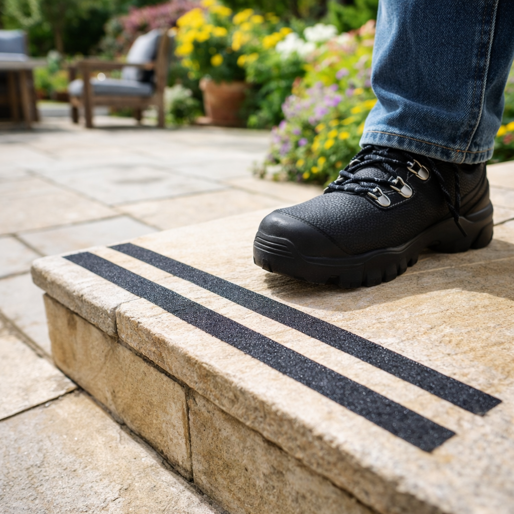 Self Adhesive Anti Slip Strips – 19mm x 610mm – Silicon Carbide Grit – Indoor/Outdoor