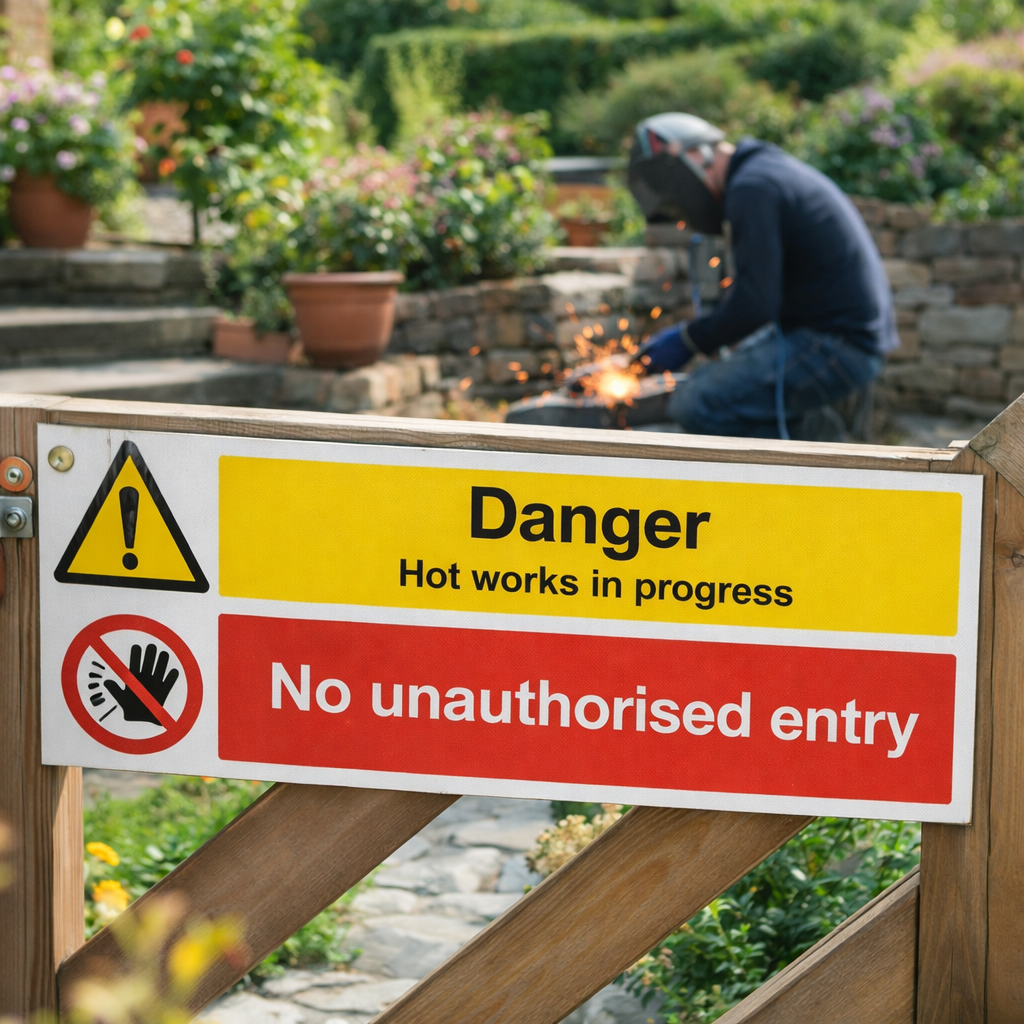 Danger Hot Works Sign – 1mm Rigid Plastic – Indoor/Outdoor Use