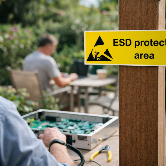 ESD Protected Area Safety Signs – 1mm Rigid Plastic & Self-Adhesive Vinyl – Indoor/Outdoor Use