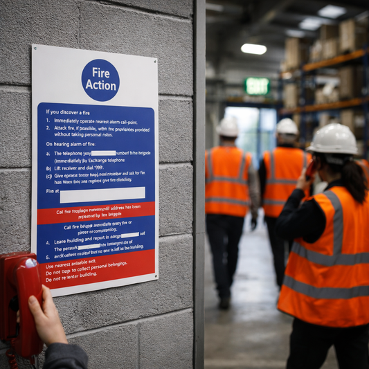 Fire Action Notice – Red – Manual Fire Brigade Dial – Indoor Safety