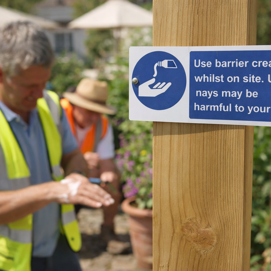 Safety Barrier Cream Sign – 1mm Rigid Plastic & Vinyl – Indoor/Outdoor Use