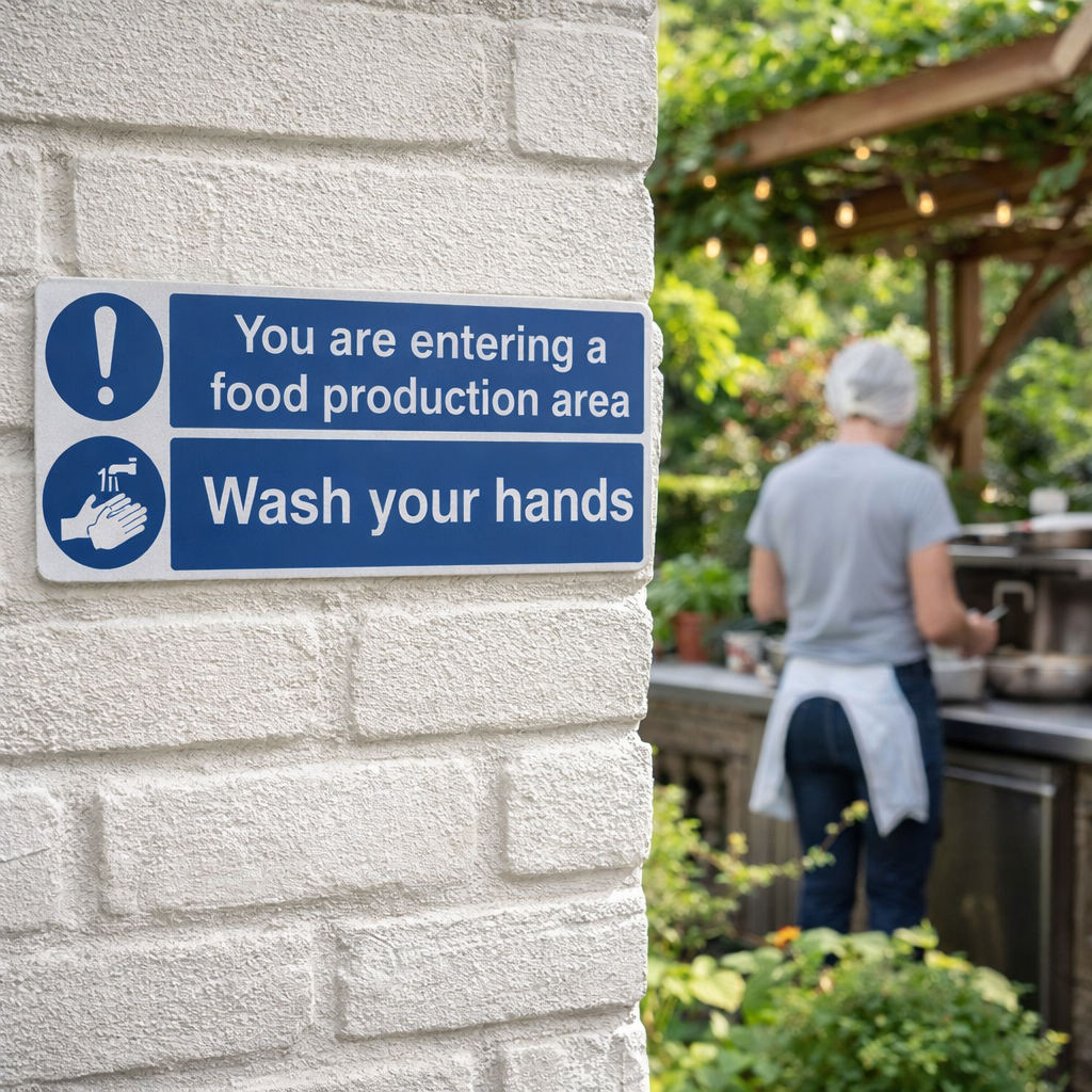 You Are Entering Food Production Area - Wash Your Hands Safety Sign – 1mm Rigid Plastic – Durable & Weather Resistant – Indoor/Outdoor