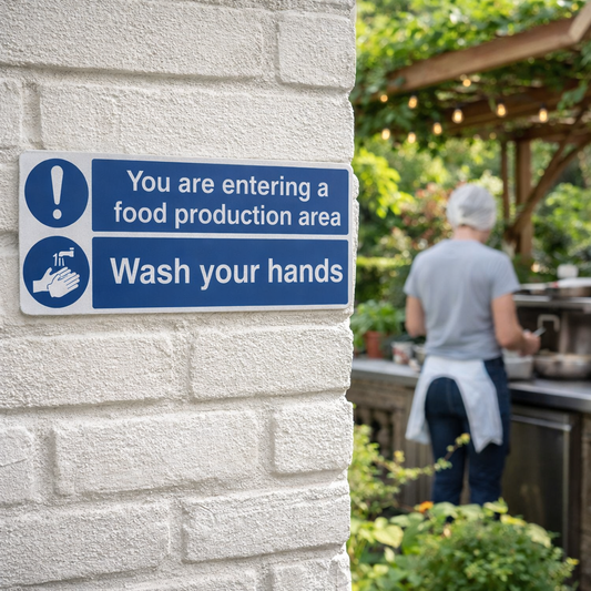 You Are Entering Food Production Area - Wash Your Hands Safety Sign – 1mm Rigid Plastic – Durable & Weather Resistant – Indoor/Outdoor