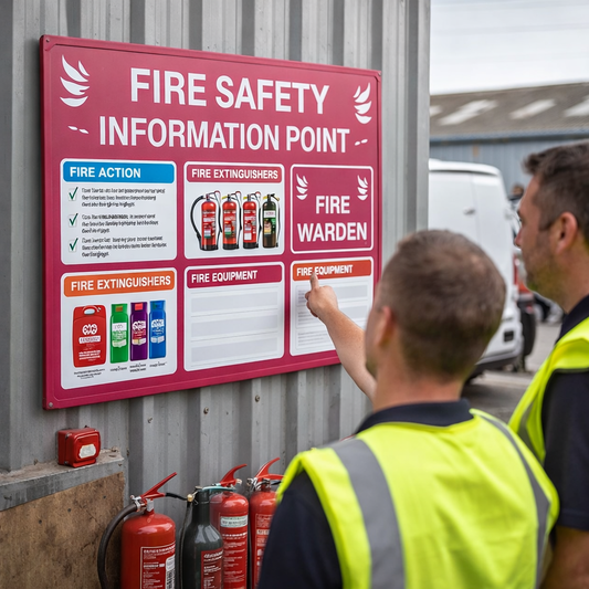 Fire Safety Information Point – 1040mm x 970mm – Durable Correx Plastic – Industrial Use