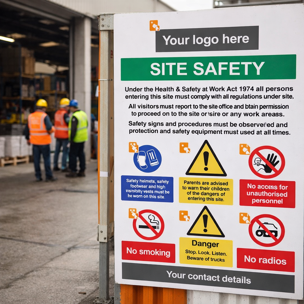 Custom Site Safety Sign – 6mm Thick Correx – Industrial Use