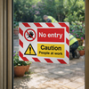 No Entry Caution People At Work Door Screen Sign – 600mm x 450mm – Flexible PVC – Indoor/Outdoor Use