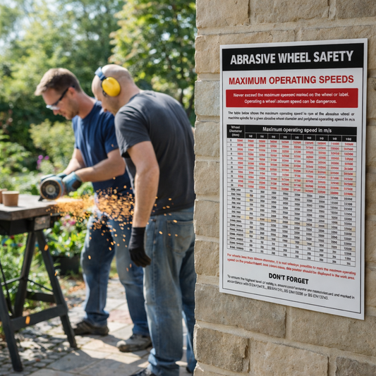 Abrasive Wheel Groups Regulations Poster – 400mm x 600mm – Rigid Plastic – Indoor/Outdoor Use