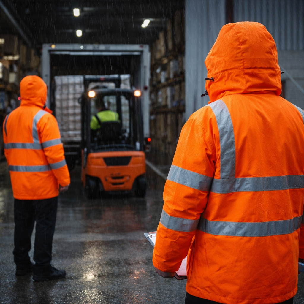 High Visibility Storm Coat – Orange – Waterproof & Breathable – Industrial Use