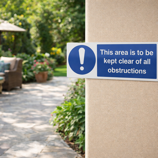 Safety Sign – White – Rigid Plastic & Vinyl – Indoor/Outdoor Use