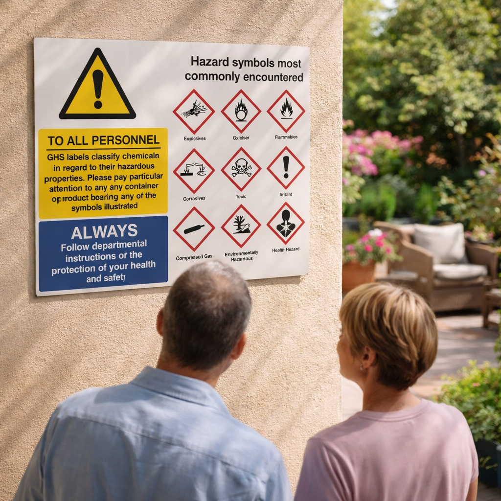 GHS Symbols Safety Signs – 1mm Rigid Plastic & Vinyl – Indoor/Outdoor Use