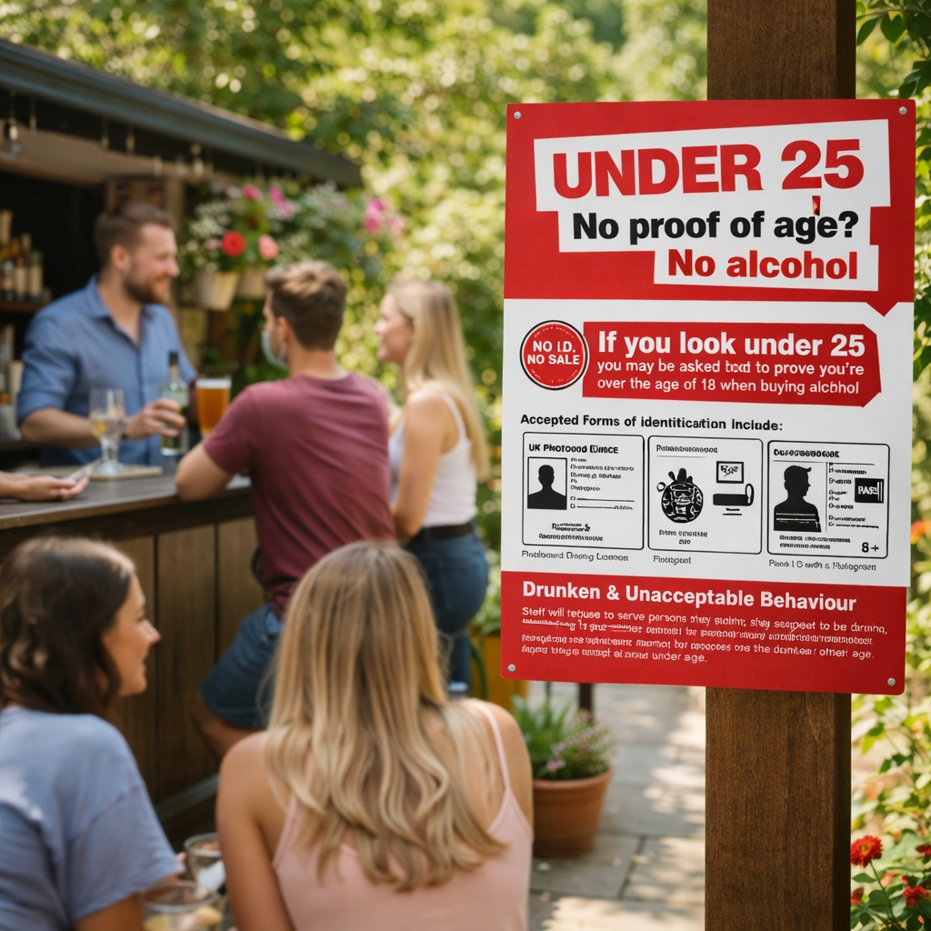 No Proof of Age Alcohol Signs – Compliant – Indoor/Outdoor Use