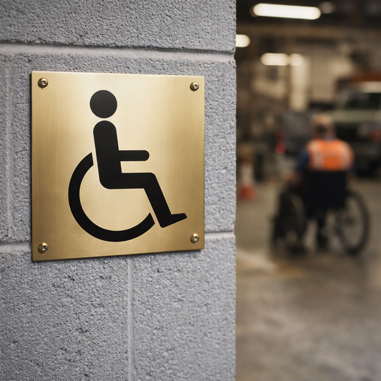 Disabled Toilet Symbol Signs – 140mm x 140mm – Polished Brass – Commercial Use