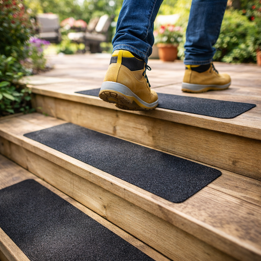 Non Slip Adhesive Backed Stair Treads – 150mm x 610mm – High Traction Surface – Indoor/Outdoor Use