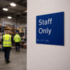Braille Staff Only Sign – 150mm x 150mm – 1.5mm PVC with Self Adhesive – Indoor Use