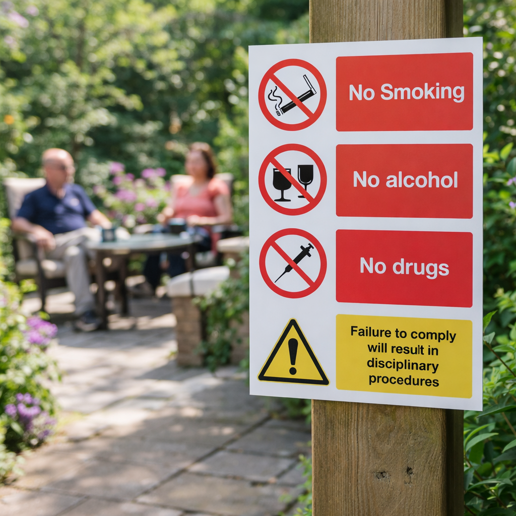 No Smoking, No Alcohol, No Drugs Signs – 1mm Rigid Plastic – Indoor/Outdoor Use