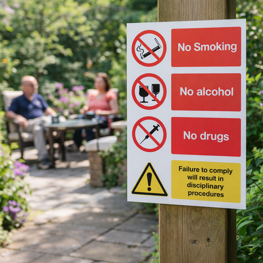 No Smoking, No Alcohol, No Drugs Signs – 1mm Rigid Plastic – Indoor/Outdoor Use