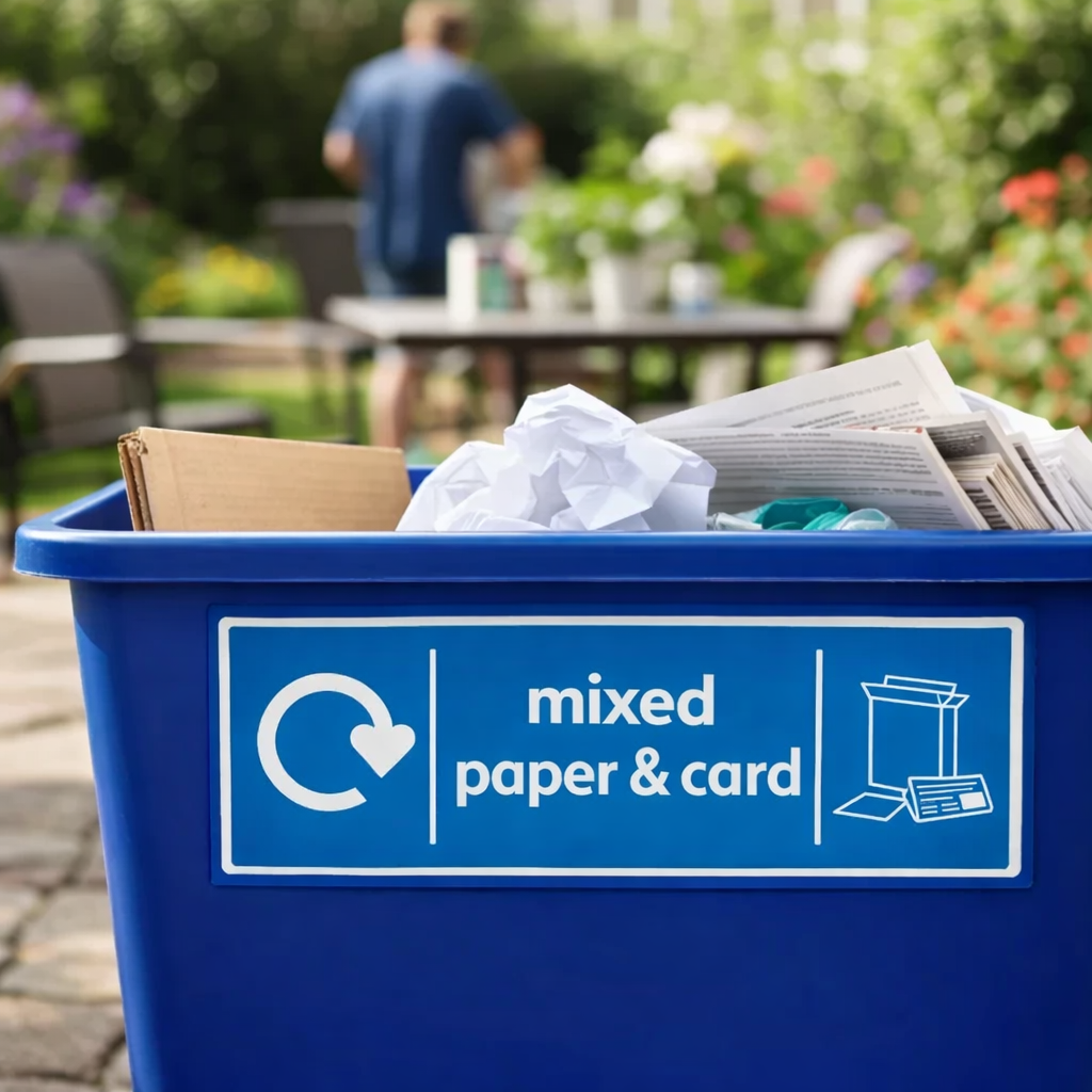 Recycling Signs – Mixed Paper & Card – 1mm Rigid Plastic – Indoor/Outdoor
