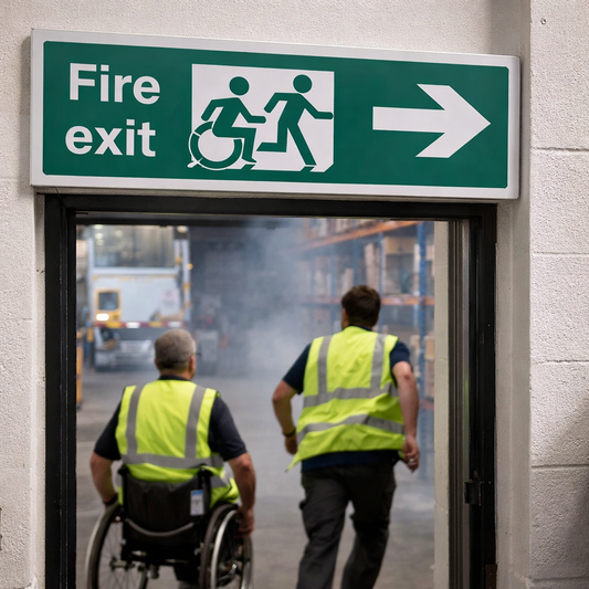 Disabled Fire Exit Sign – Arrow Right – Inclusive Design – Commercial