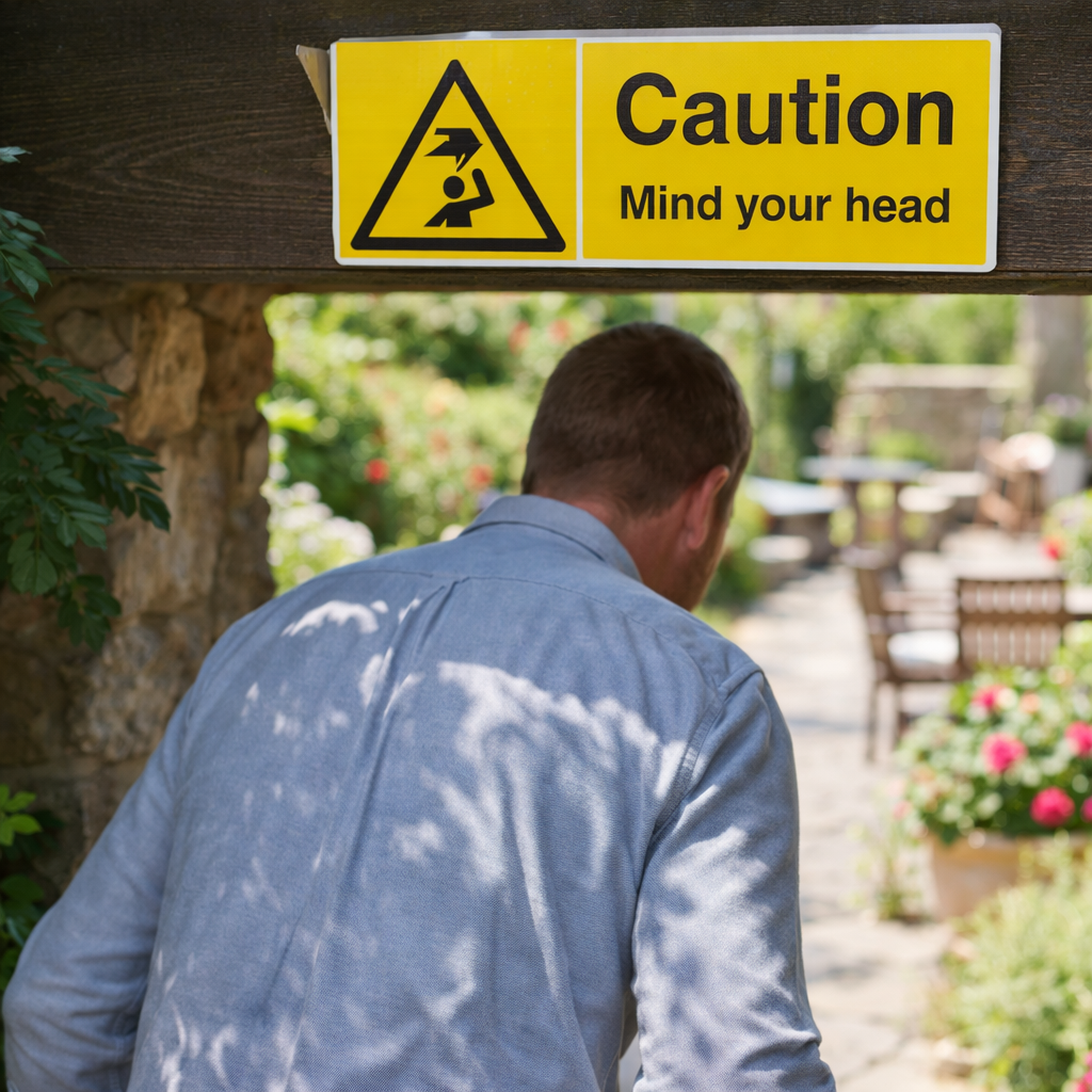 Caution Mind Your Head Safety Sign – 1mm Rigid Plastic – Indoor/Outdoor Use