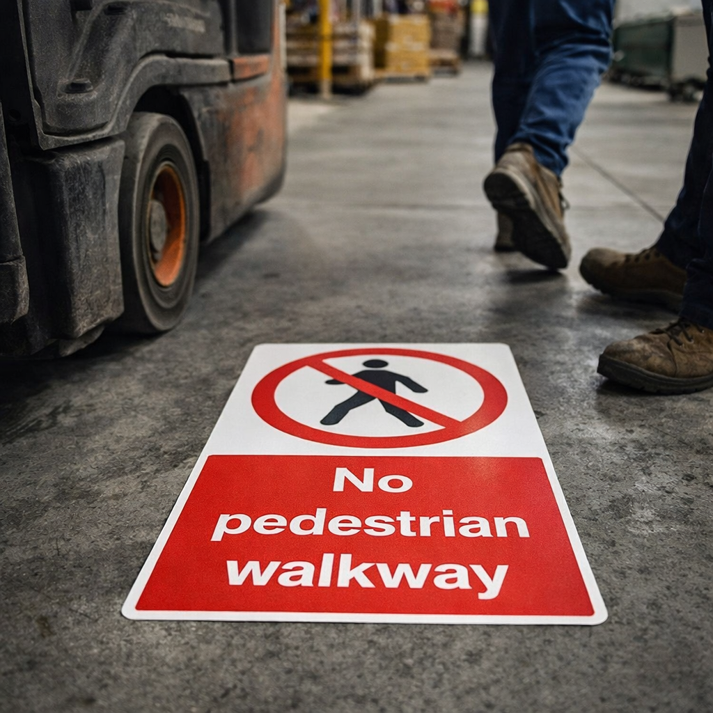 No Pedestrian Walkway Floor Graphic – 400mm x 600mm – Polycarbonate – Industrial Use
