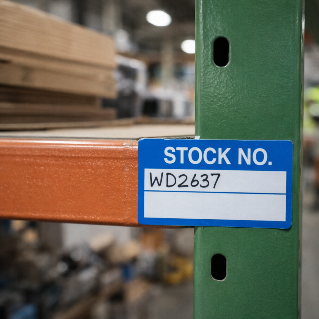 Stock Number Quality Control Labels (Roll of 100) – 50mm x 20mm – Self Adhesive Vinyl – Indoor Use